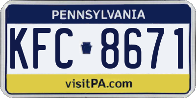 PA license plate KFC8671