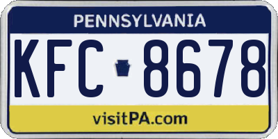 PA license plate KFC8678