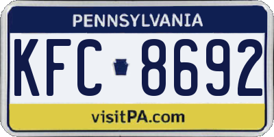 PA license plate KFC8692