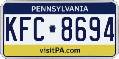 PA license plate KFC8694