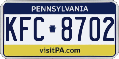 PA license plate KFC8702