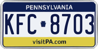 PA license plate KFC8703