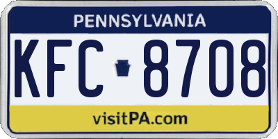 PA license plate KFC8708
