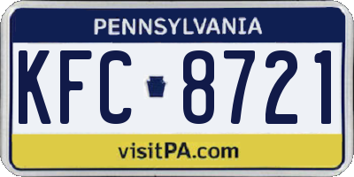 PA license plate KFC8721