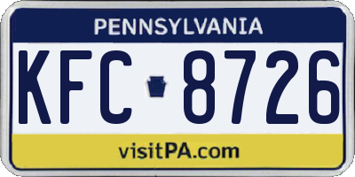PA license plate KFC8726
