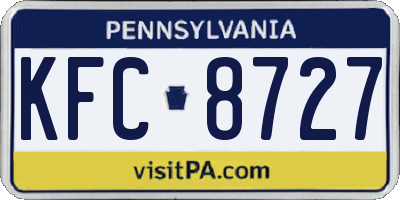 PA license plate KFC8727
