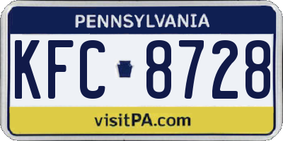 PA license plate KFC8728