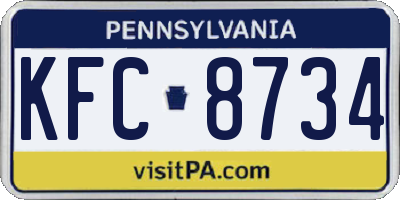 PA license plate KFC8734