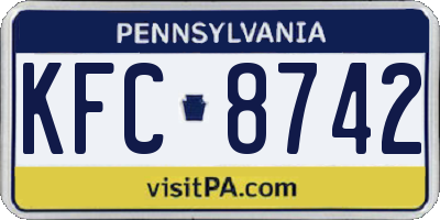 PA license plate KFC8742