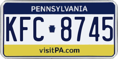PA license plate KFC8745