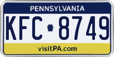 PA license plate KFC8749