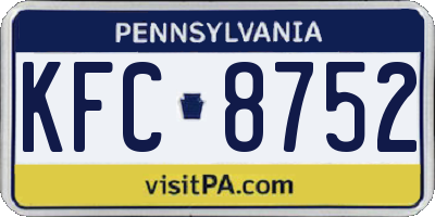 PA license plate KFC8752