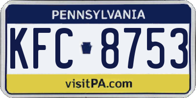 PA license plate KFC8753
