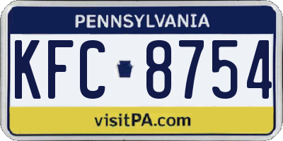 PA license plate KFC8754