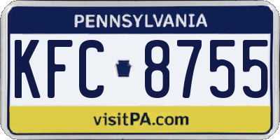 PA license plate KFC8755