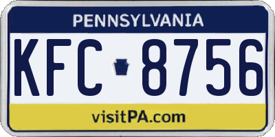 PA license plate KFC8756