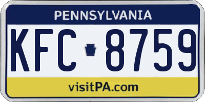 PA license plate KFC8759