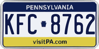 PA license plate KFC8762