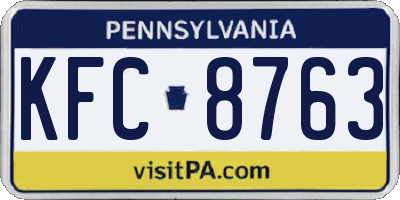 PA license plate KFC8763