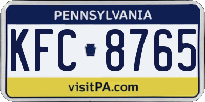 PA license plate KFC8765