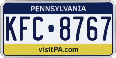 PA license plate KFC8767