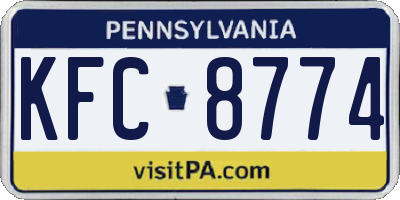 PA license plate KFC8774