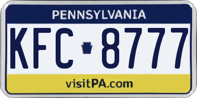 PA license plate KFC8777