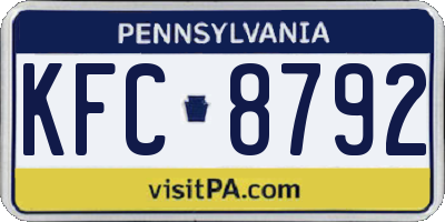 PA license plate KFC8792