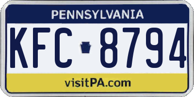 PA license plate KFC8794