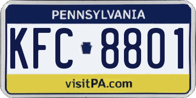 PA license plate KFC8801