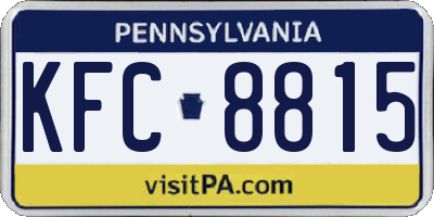 PA license plate KFC8815