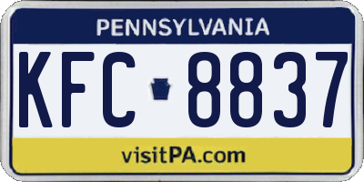 PA license plate KFC8837