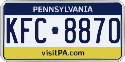 PA license plate KFC8870