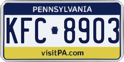 PA license plate KFC8903