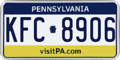 PA license plate KFC8906