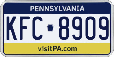 PA license plate KFC8909