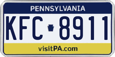 PA license plate KFC8911
