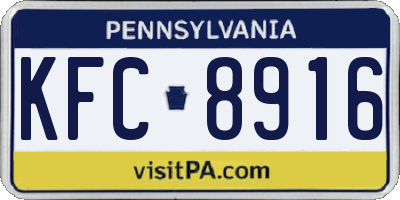 PA license plate KFC8916