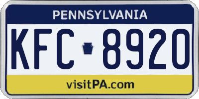 PA license plate KFC8920