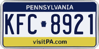 PA license plate KFC8921