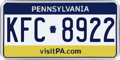 PA license plate KFC8922