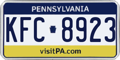 PA license plate KFC8923