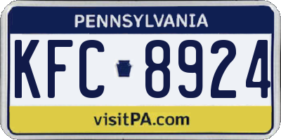 PA license plate KFC8924