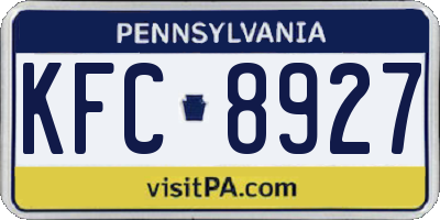 PA license plate KFC8927