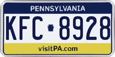 PA license plate KFC8928