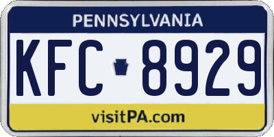 PA license plate KFC8929