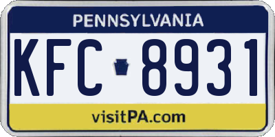 PA license plate KFC8931