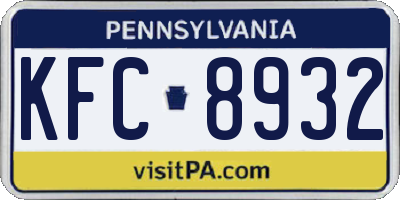 PA license plate KFC8932
