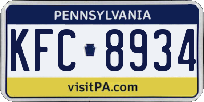 PA license plate KFC8934