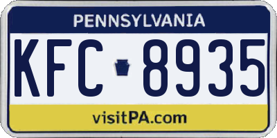PA license plate KFC8935